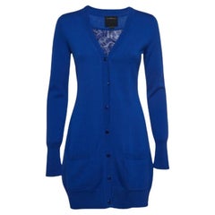 Class by Roberto Cavalli Chaqueta abotonada con inserciones de seda y lana azul M