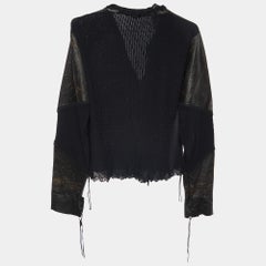 Class by Roberto Cavalli Veste à volants en cuir et tricot Brown L