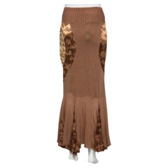 Class by Roberto Cavalli Brauner Woll-Strick-Paneelrock M