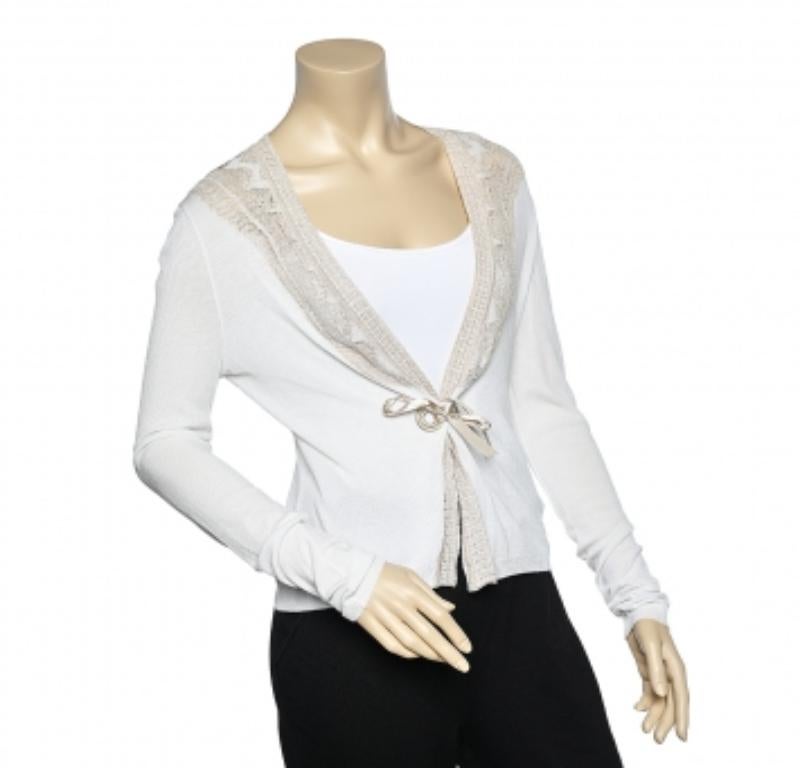 Donna Class by Roberto Cavalli - Cardigan in misto maglia color crema - M. I. in vendita