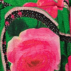 Class by Roberto Cavalli Green Floral Printed Textured Long Sleeve Dress L