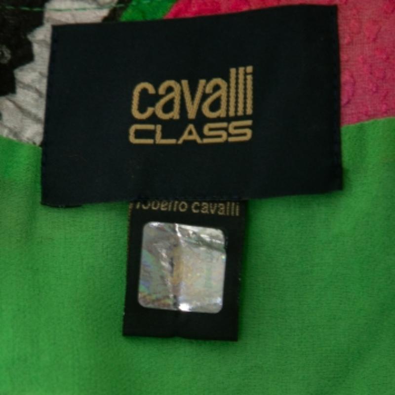 Donna Class by Roberto Cavalli Vestito a maniche lunghe con stampa floreale verde L in vendita