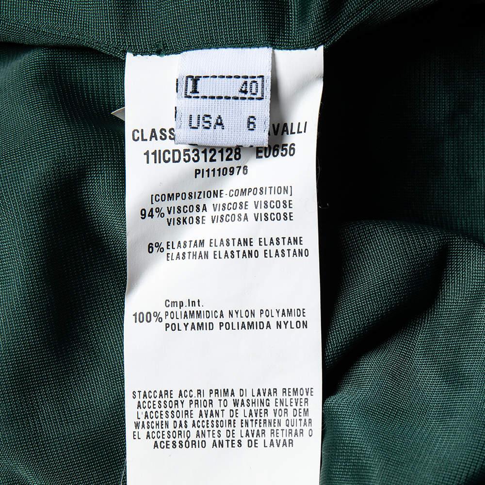 Class by Roberto Cavalli Green Printed Knit Draped Short Skirt S 1
