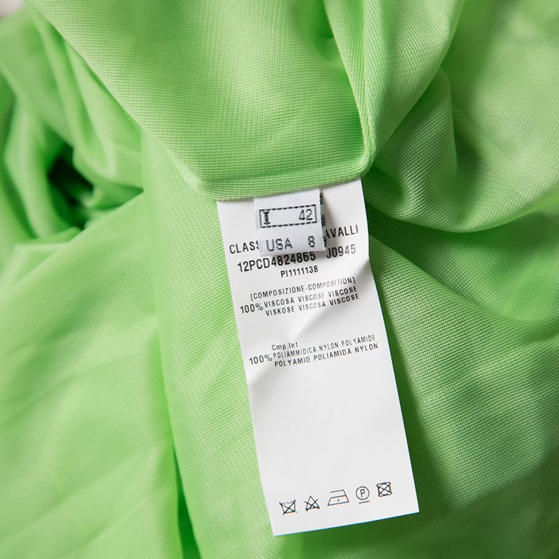Class by Roberto Cavalli Green Printed Knit Ruched Maxi Dress M In Good Condition In Dubai, Al Qouz 2