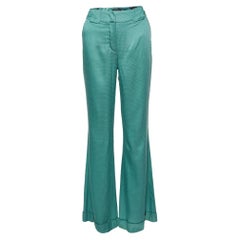 Class by Roberto Cavalli Green Textured Satin Flared Trousers M