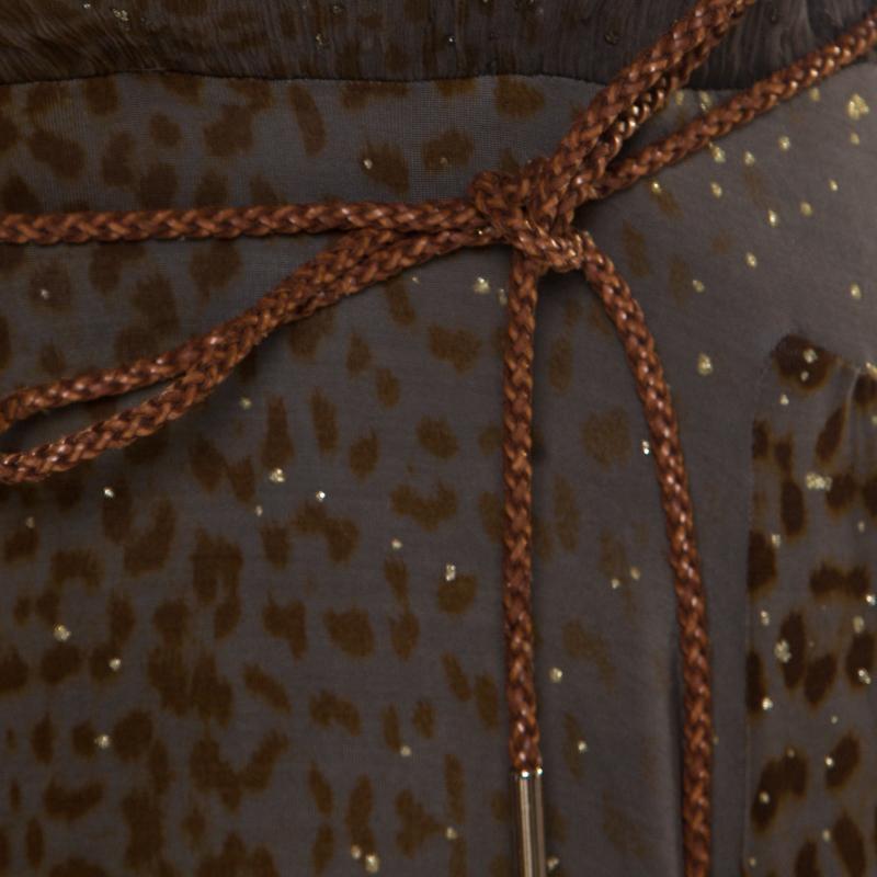 Class by Roberto Cavalli Graues Kleid mit Animal-Print und Glitterdetails und ausgeschnittenem Rücken M 1
