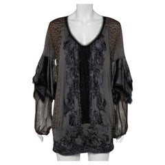 Haut Class by Roberto Cavalli gris imprimé avec manches superposées L