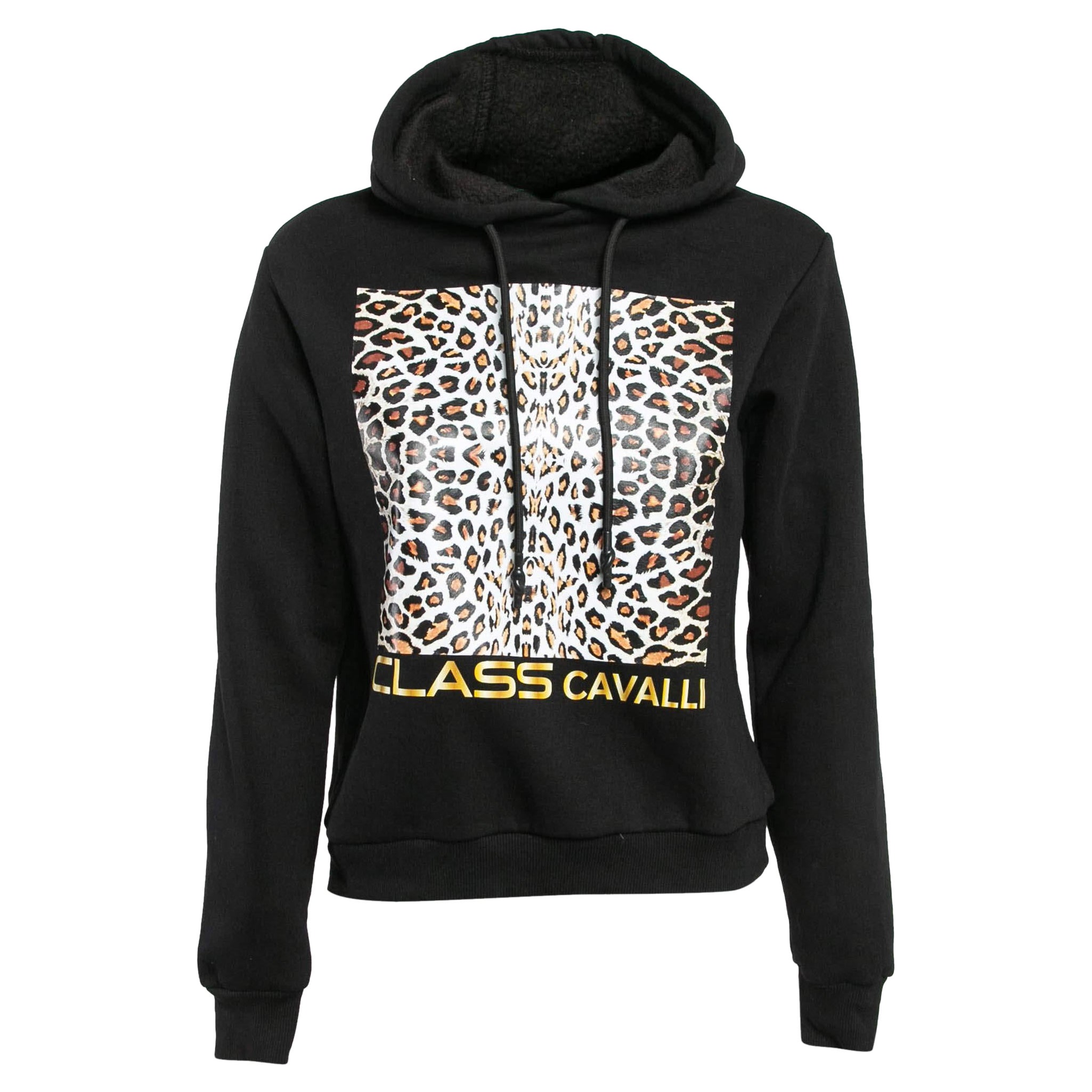 Class by Roberto Cavalli - Felpa con cappuccio con stampa leopardo XS