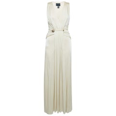 Class by Roberto Cavalli Light Beige Lurex Knit Maxi Dress S