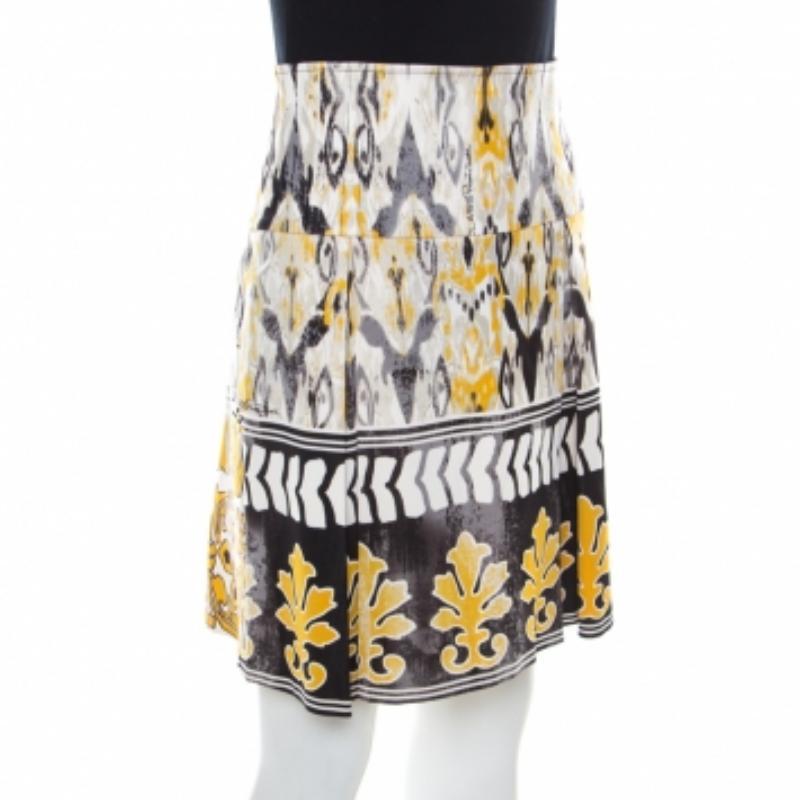 Donna Class by Roberto Cavalli Gonna plissettata in jersey stampato batik multicolore M. I. in vendita