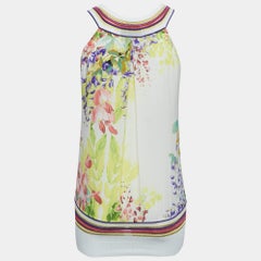 Class by Roberto Cavalli Multicolor Floral Print Silk V-Neck Sleeveless Top S