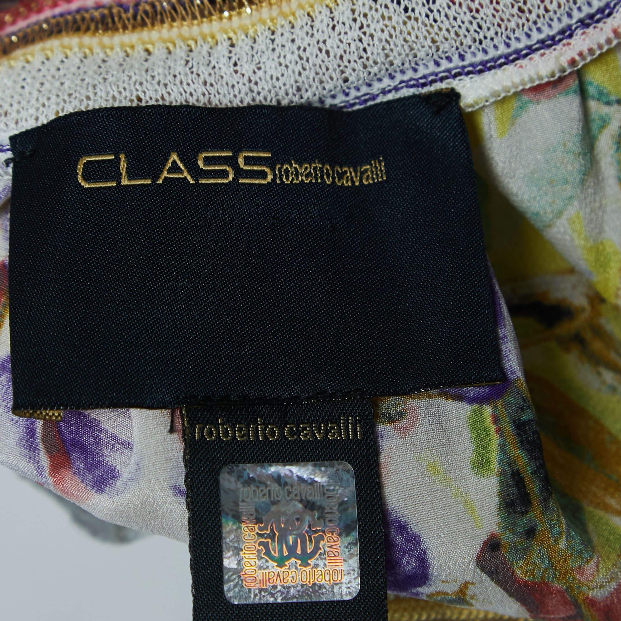 Donna Class by Roberto Cavalli Top senza maniche in seta con stampa floreale multicolore V.I.V.A. S in vendita