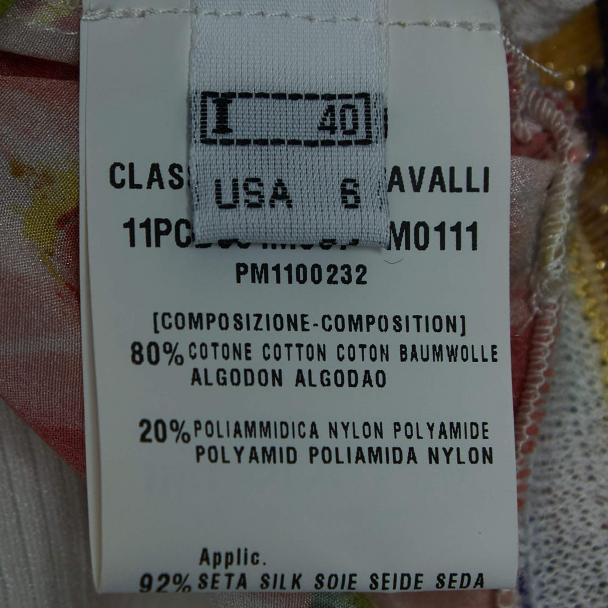 Class by Roberto Cavalli Top senza maniche in seta con stampa floreale multicolore V.I.V.A. S in vendita 1