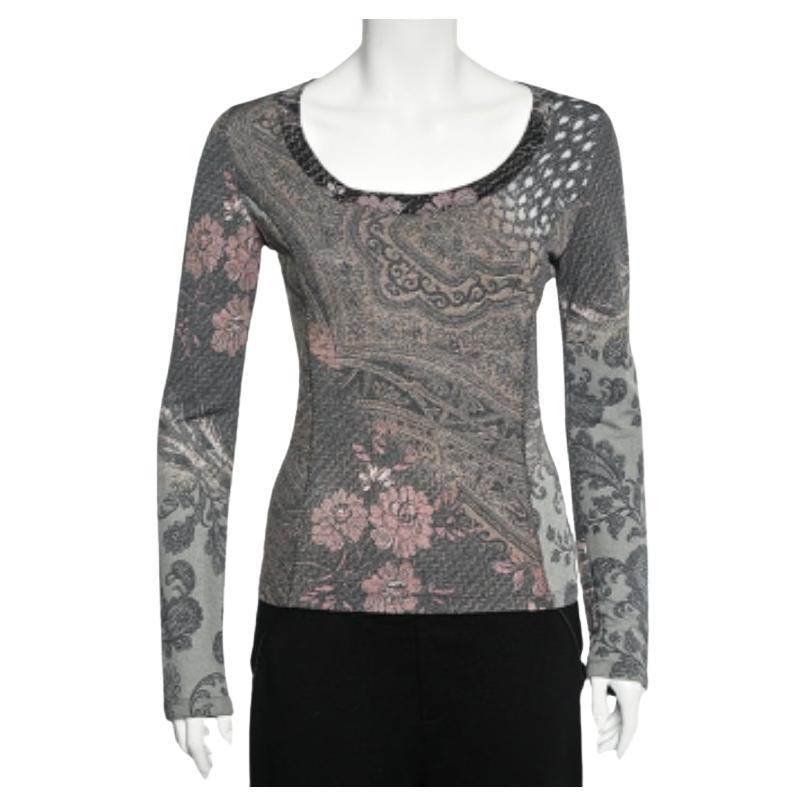 Class by Roberto Cavalli Top a collo alto in maglia con stampa Paisley multicolore M. I.