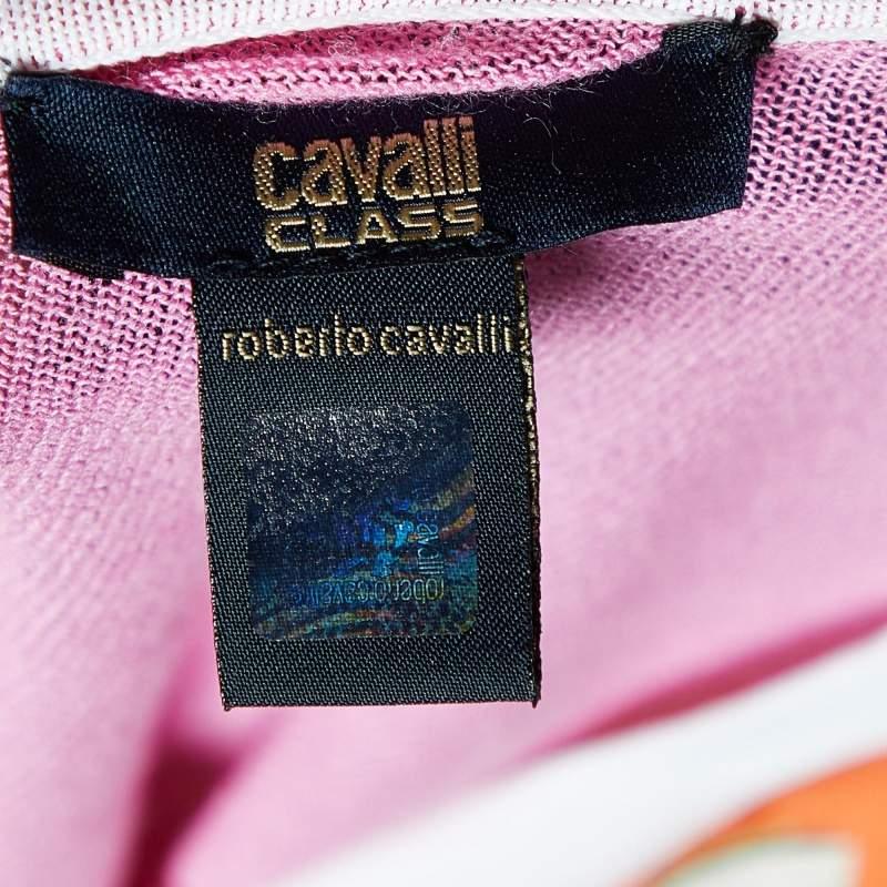 Haut à manches courtes Class by Roberto Cavalli en tricot de soie imprimé multicolore M Bon état - En vente à Dubai, Al Qouz 2