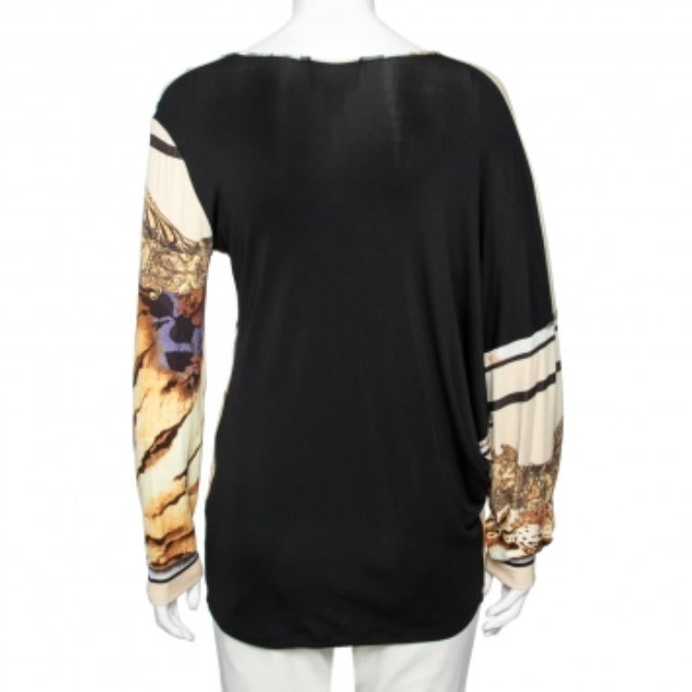 Class by Roberto Cavalli Multicolor Printed Jersey Top M In Good Condition For Sale In Dubai, Al Qouz 2