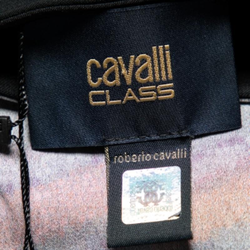 Class by Roberto Cavalli Mehrfarbige bedruckte Kreppbluse M (Schwarz)