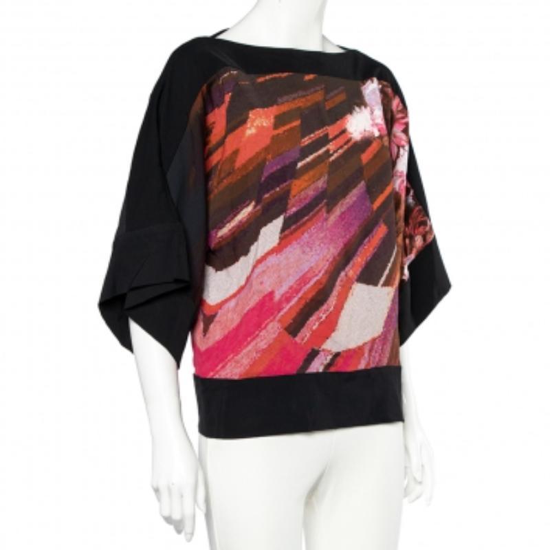 Class by Roberto Cavalli Mehrfarbige bedruckte Kreppbluse M 1