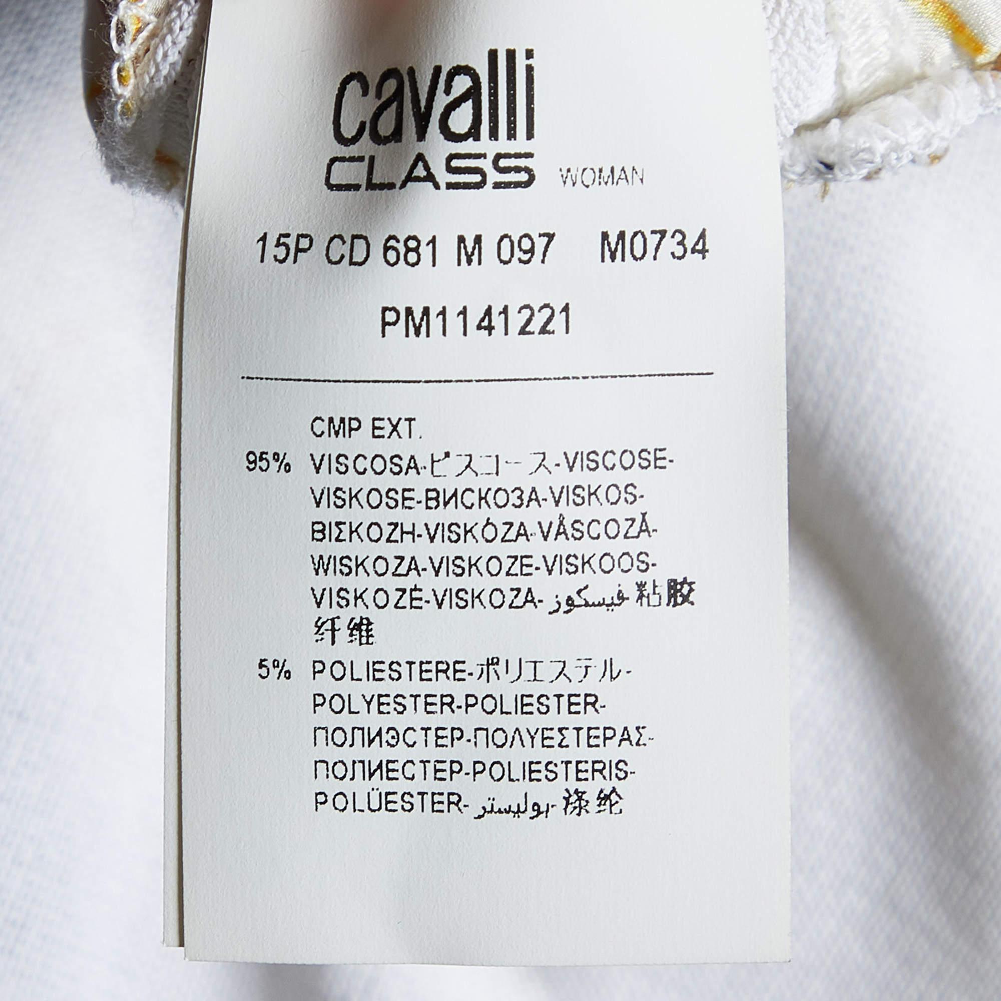 Class by Roberto Cavalli Tunica in seta stampata e maglia blu navy XL in vendita 1