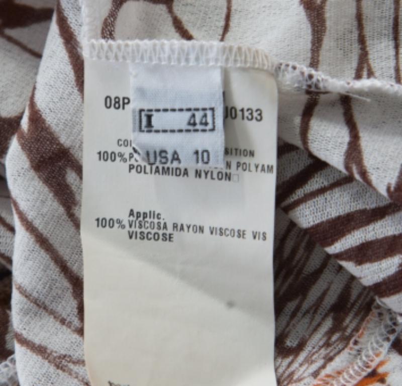 Gris Haut blanc cassé à imprimé floral et bordé de nervures transparentes Class by Roberto Cavalli, taille M en vente