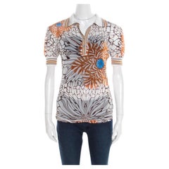 Class by Roberto Cavalli Off-White Floral bedrucktes, geripptes Top M