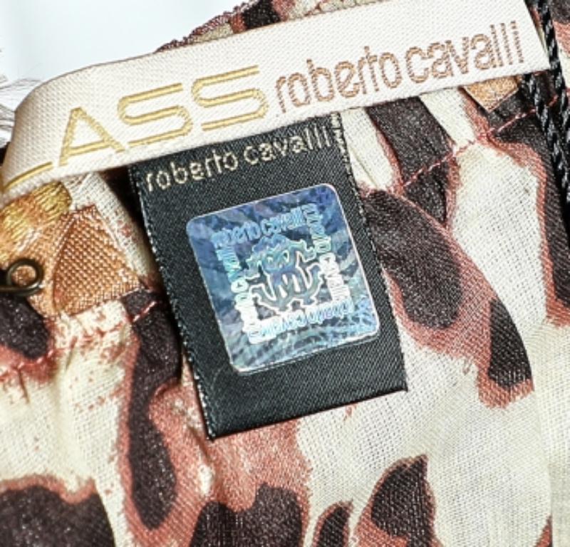 Class by Roberto Cavalli Maxi gonna a strati in seta stampata rosa e animalier L.L.A. in vendita 1