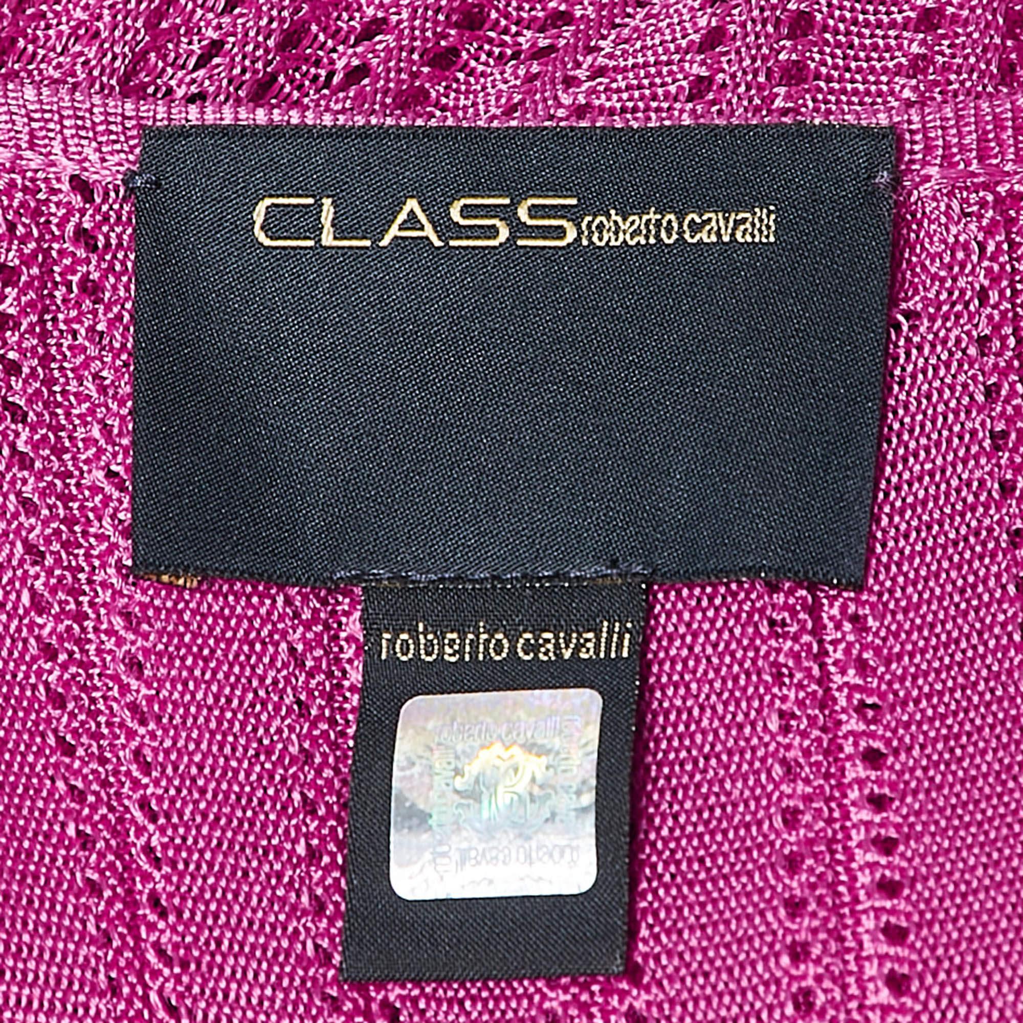 Donna Class by Roberto Cavalli - Maxi abito in maglia a motivi rosa XS