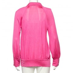 Class by Roberto Cavalli Pink Silk Knit Button Front Top M