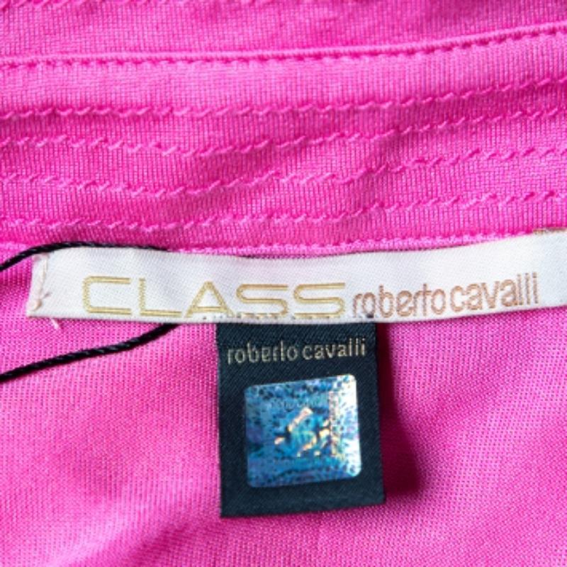 Rose Top Class by Roberto Cavalli rose en maille de soie boutonné à l'avant, M