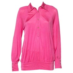 Class by Roberto Cavalli Pink Silk Knit Button Front Top M