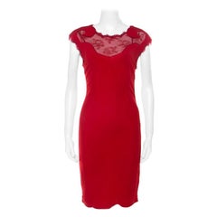 Class By Roberto Cavalli Red Lace Insert Detail Sleeveless Dress M