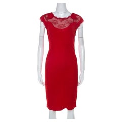 Class By Roberto Cavalli Red Lace Insert Detail Sleeveless Dress M