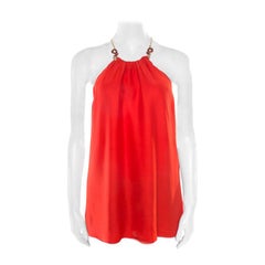 Class by Roberto Cavalli Red Silk Serpentine Detail Halter Top L