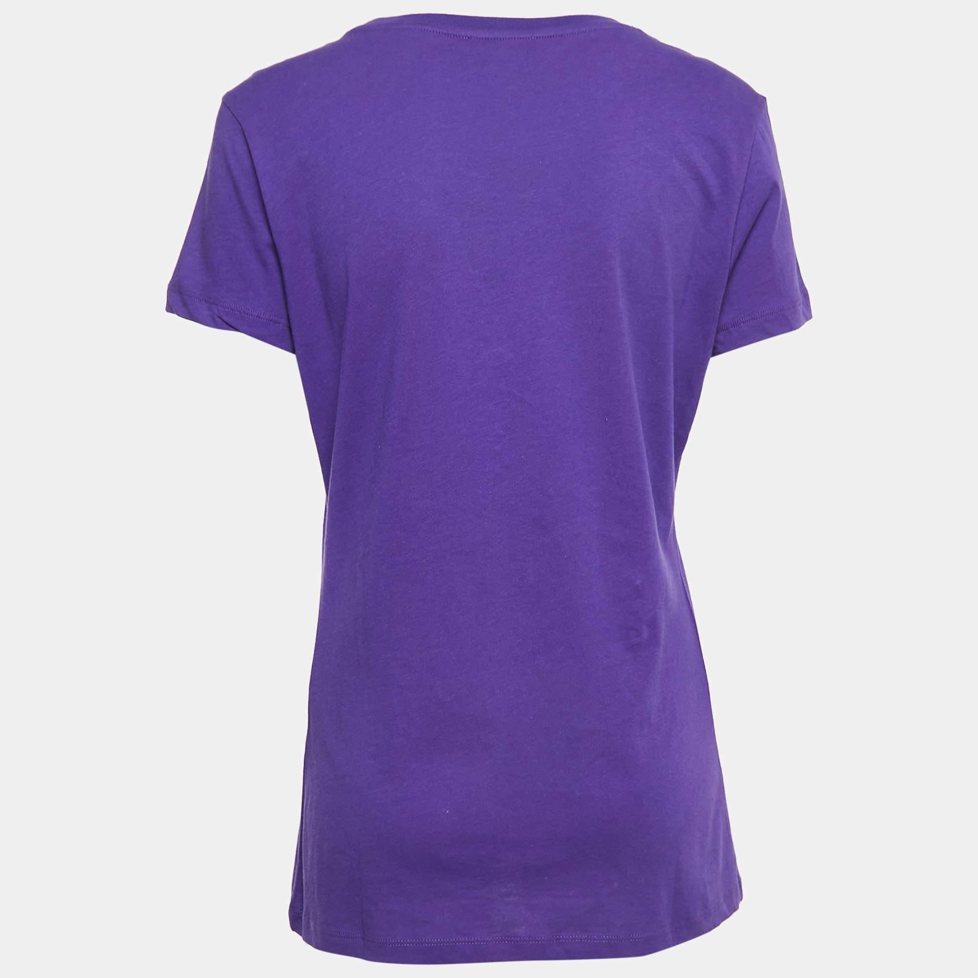 Class by Roberto Cavalli Studded Purple Short Sleeve T-Shirt XL For Sale 1