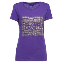 Class by Roberto Cavalli Studded Purple Short Sleeve T-Shirt XL Class by Roberto Cavalli Studded Purple Short Sleeve T-Shirt XL