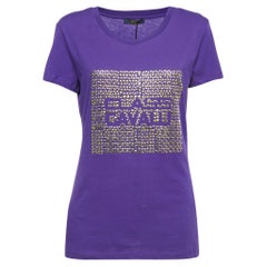 Class by Roberto Cavalli Studded Purple Short Sleeve T-Shirt XL