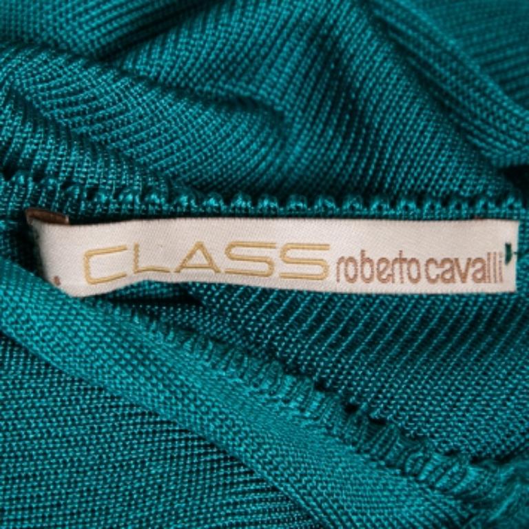 Class by Roberto Cavalli Canotta con orlo impreziosito in maglia blu verde acqua M. I. in vendita 1