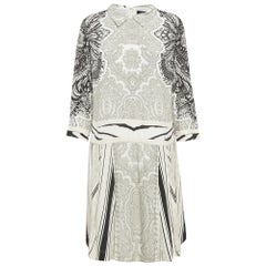Class by Roberto Cavalli White/Black Printed Crepe Short Dress M