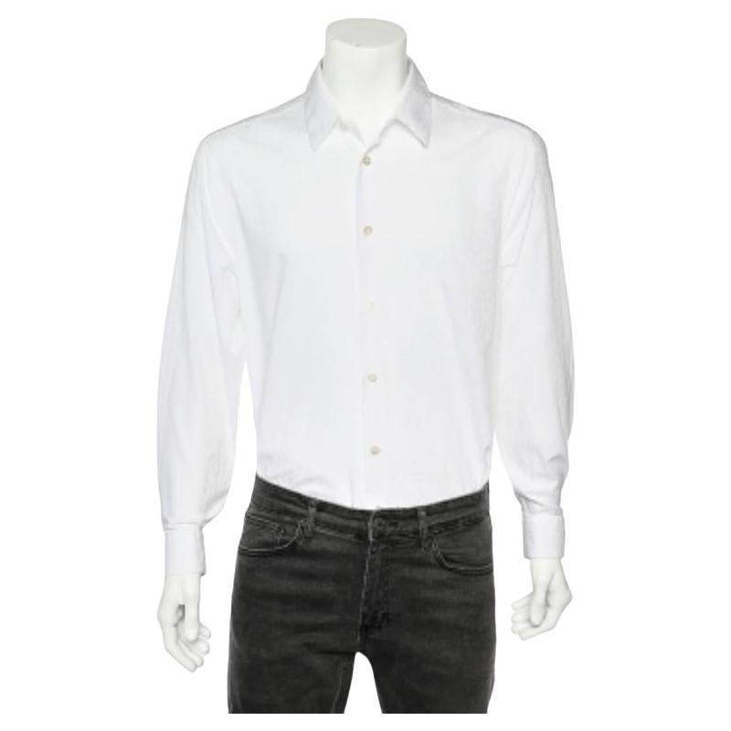 Class by Roberto Cavalli Camisa blanca de algodón jacquard con botones 3XL