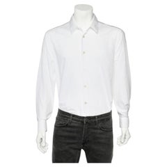 Class by Roberto Cavalli Camisa blanca de algodón jacquard con botones 3XL