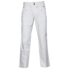 Class by Roberto Cavalli White Cotton Straight Leg Trousers L