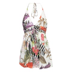 Class by Roberto Cavalli White Floral Printed Jersey Top L