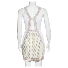 Class by Roberto Cavalli Mini Abito senza maniche in jacquard bianco e oro M