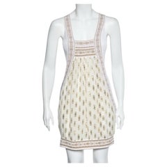 Class by Roberto Cavalli White & Gold Jacquard Sleeveless Mini Dress M