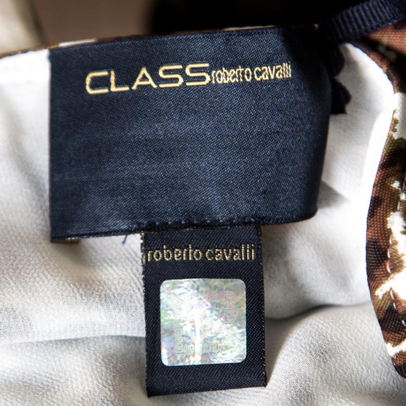Women's Class by Roberto Cavalli White Leopard Printed Knit Long Sleeve Wrap Dress M