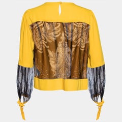 Class by Roberto Cavalli Yellow Crepe & Silk Paneled Blouse M