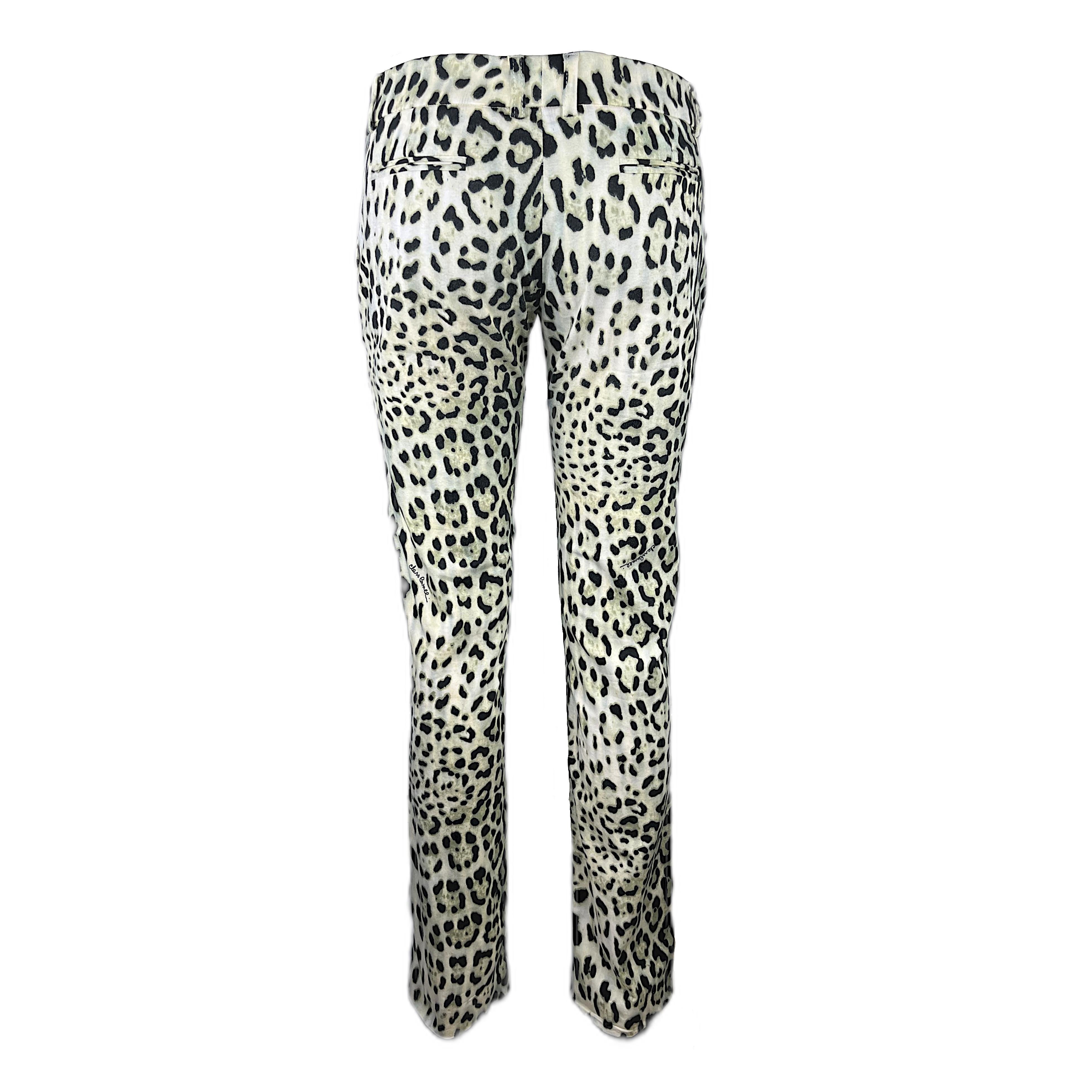 Gray CLASS CAVALLI – 2011 Pants with Signed White Leopard Print  Size 8US 38EU