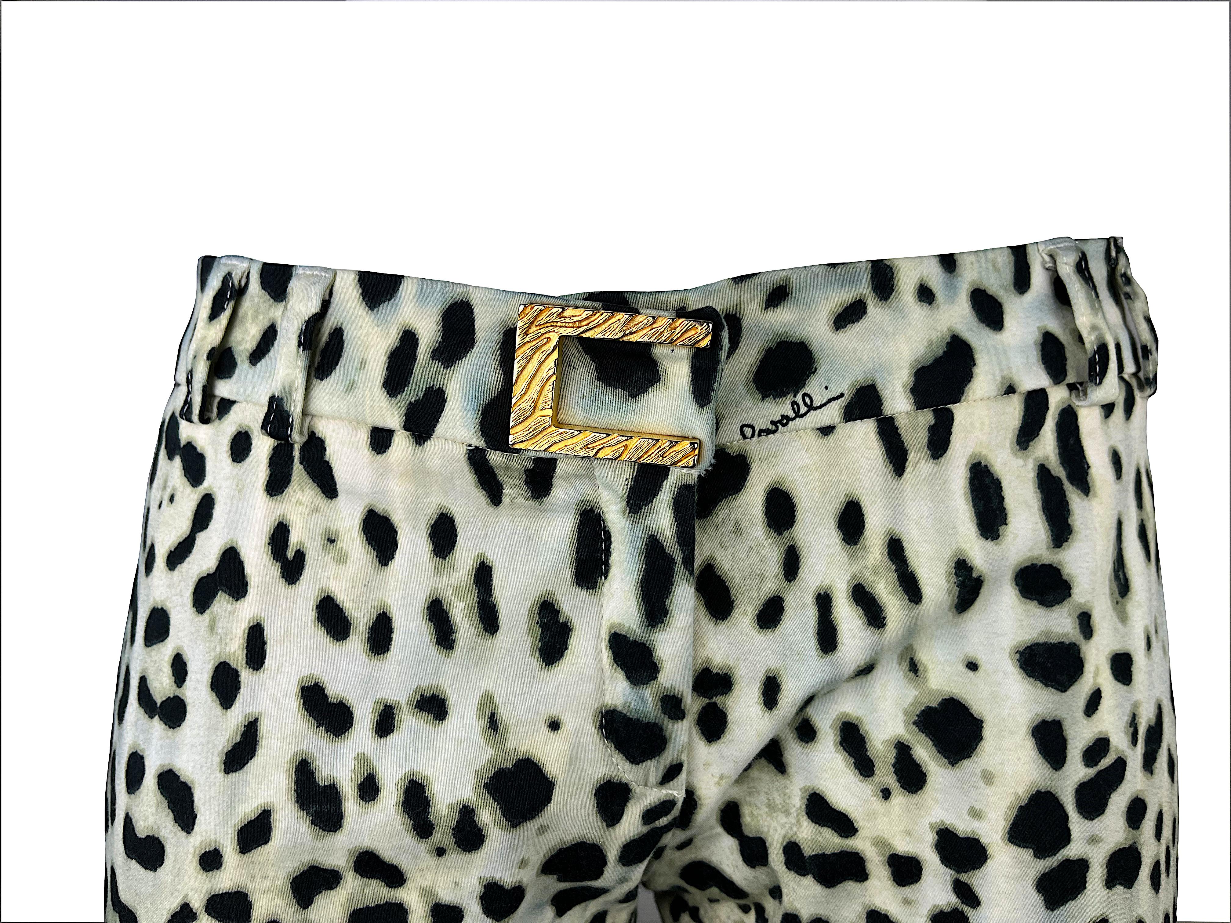 CLASS CAVALLI – 2011 Pants with Signed White Leopard Print  Size 8US 38EU In Good Condition In Cuggiono, MI