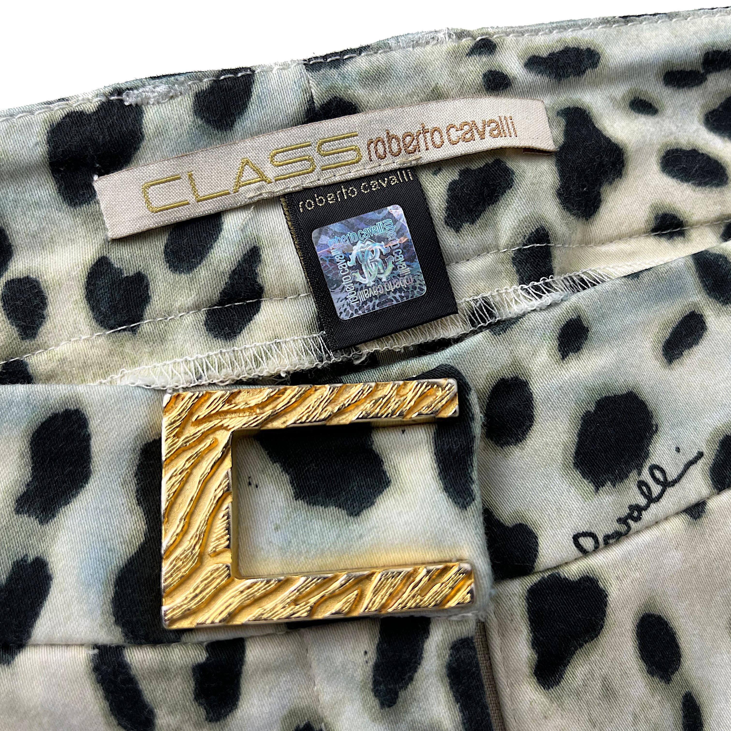 CLASS CAVALLI – 2011 Pants with Signed White Leopard Print  Size 8US 38EU 1