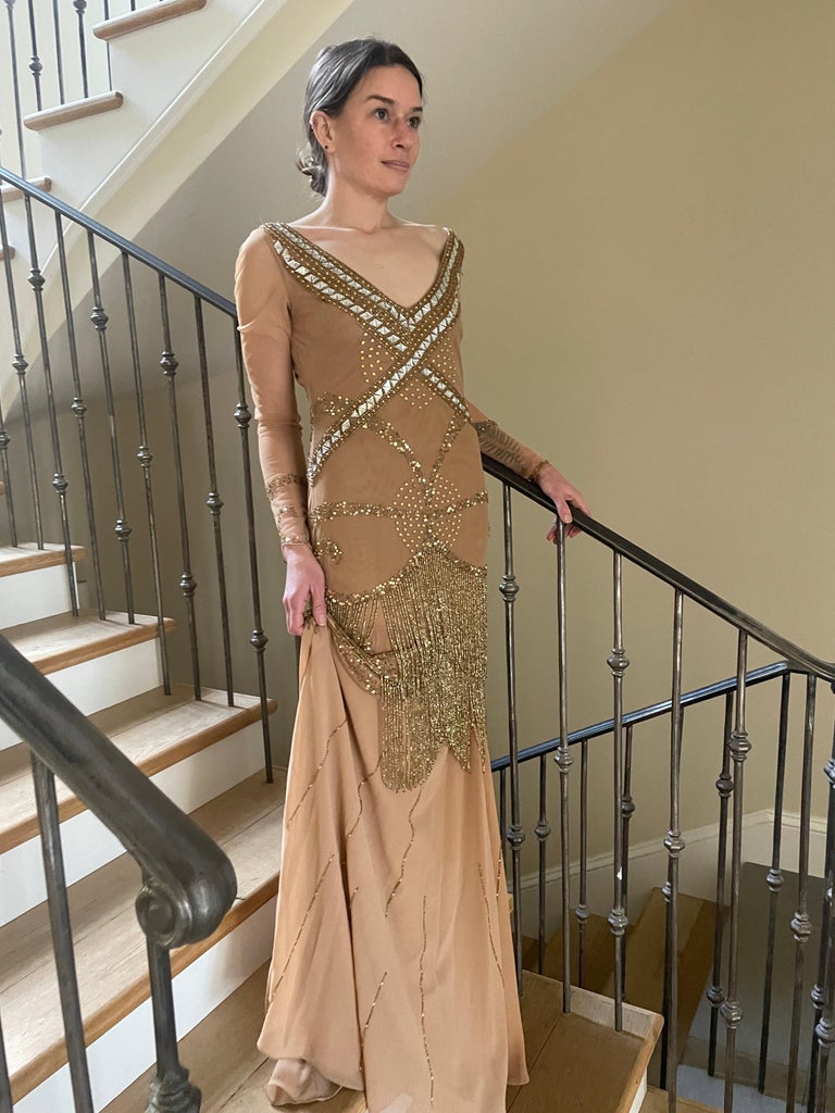 Class Cavalli Extravagantly Jeweled Vintage Evening Dress with Beaded Fringe  For Sale at 1stDibs | roberto cavalli beaded fringe dress, dress  extravagantly, tassel evening dress